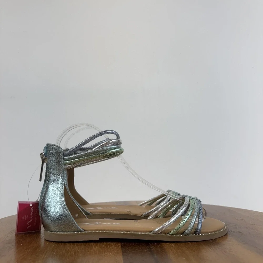 Big Kids Girls Nina Brianna Blue Metallic Strappy Sandals Size 3 Y GUC‎
